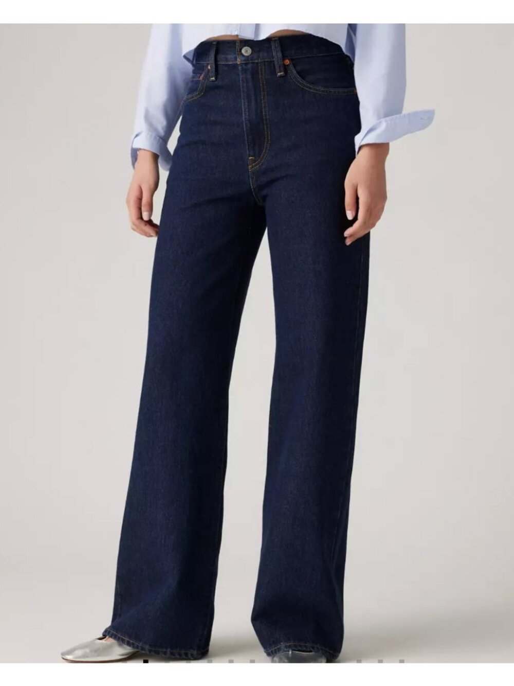 New Levi's Premium 25x30 Ribcage Wide Leg Women's Jeans Shaded View Dark Wash